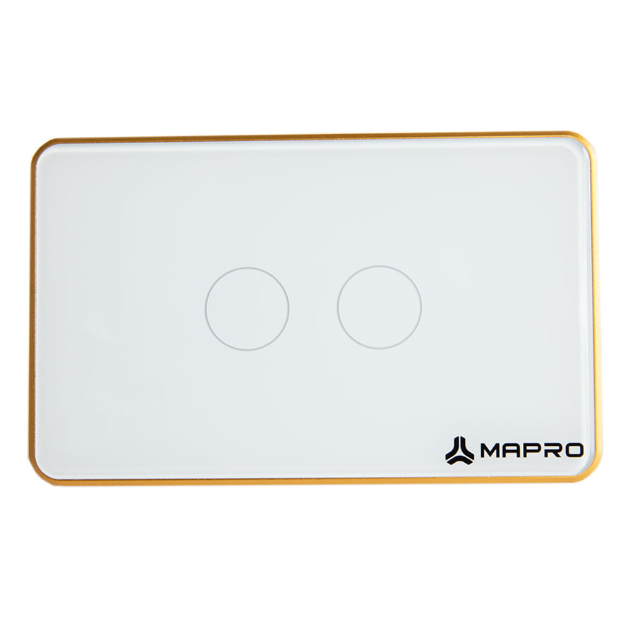 Công tắc thông minh Mapro màu trắng, 2 nút, chữ nhật