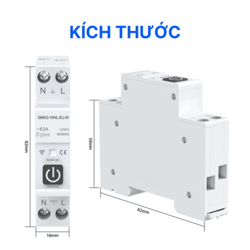 Kích thước đồng hồ điện 1 pha 1 DIN 1 tép