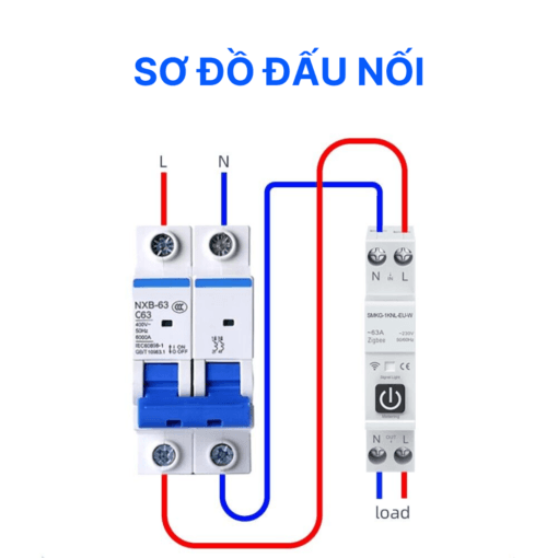 Sơ đồ đấu nối đồng hồ điện 1 pha 1 DIN 1 tép