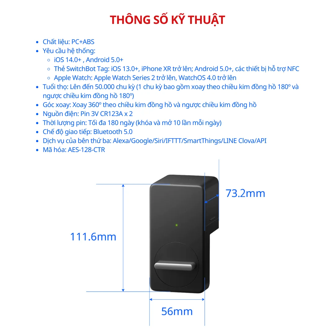 SwitchBot Smart Lock-thông số KT