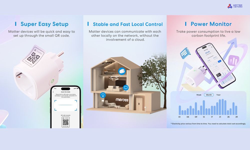 Ổ cắm thông minh Matter Meross MSS315 EU - Điều khiển linh hoạt
