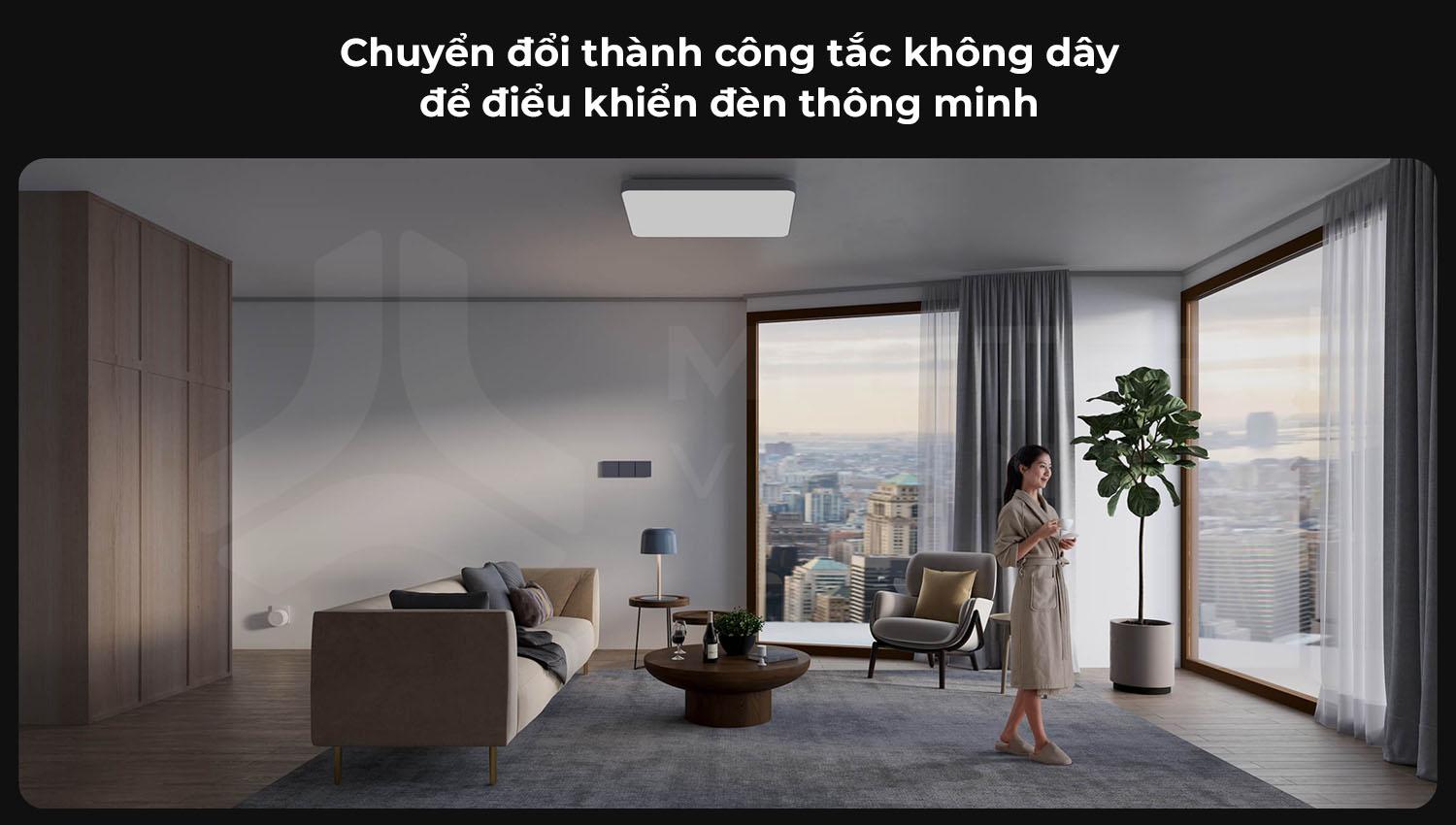 Công tắc vuông Aqara H1 Pro điều khiển đèn thông minh