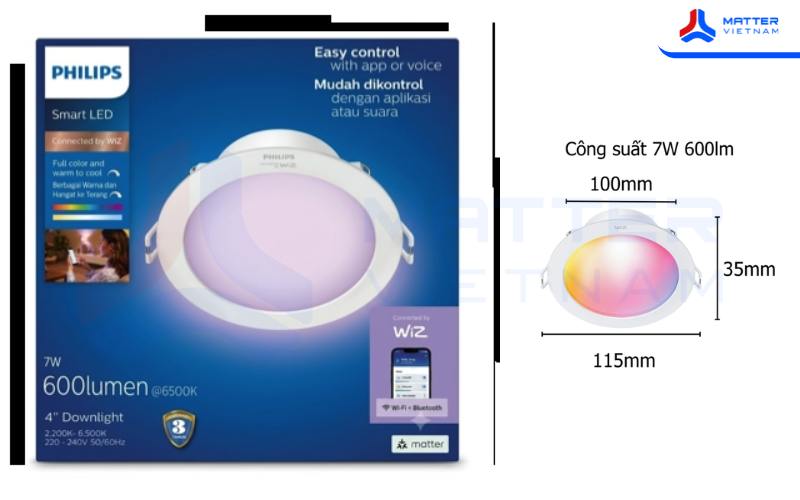 Đèn Âm Trần Wiz Downlight RGB 4 Inch 7W