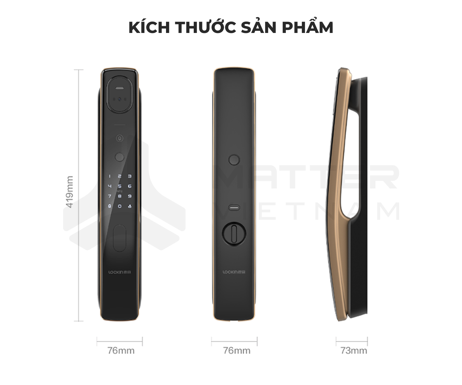 Khóa Xiaomi Lockin S50F kích thước sản phẩm