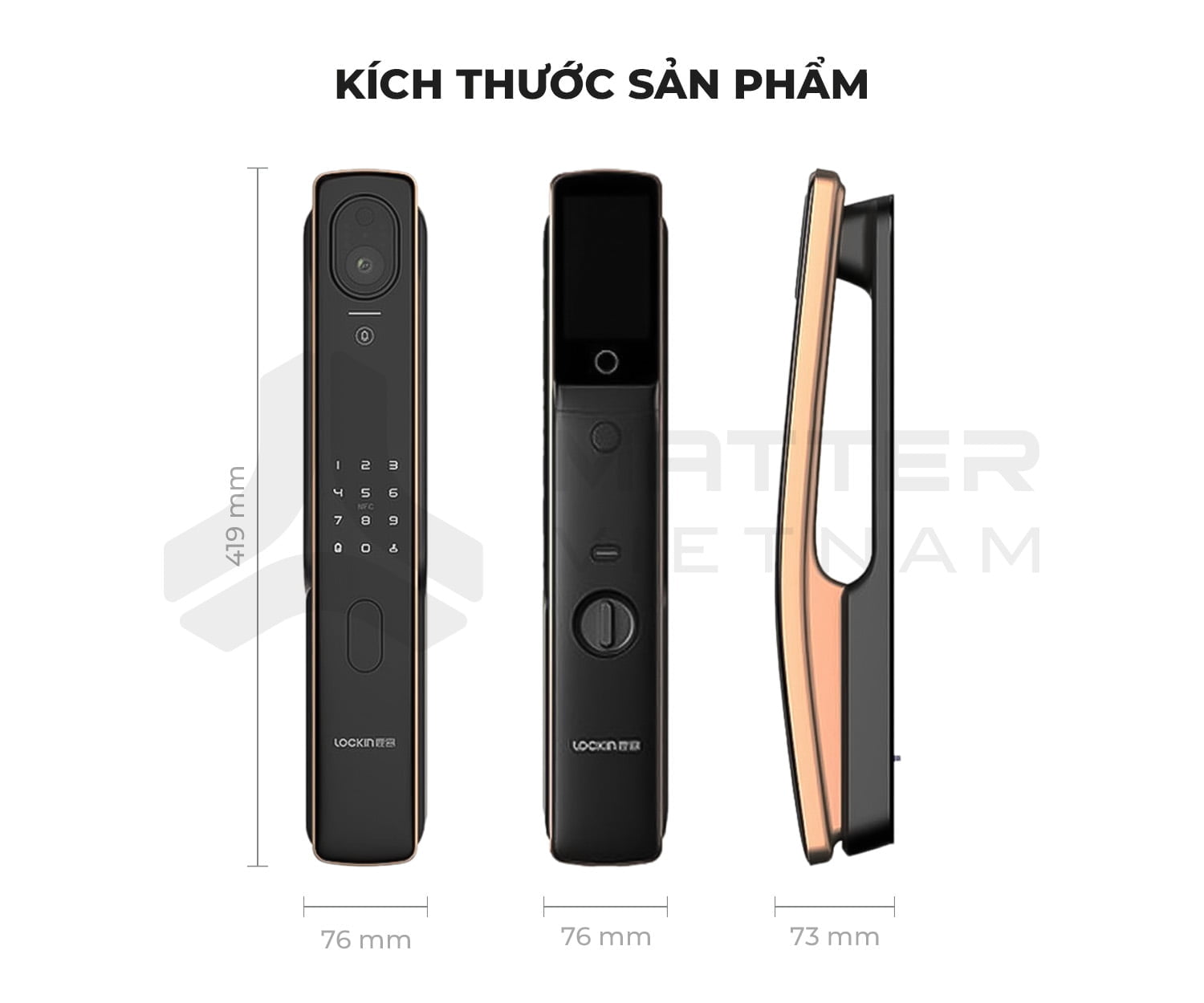 Khóa Xiaomi Lockin S50M Pro kích thước sản phẩm