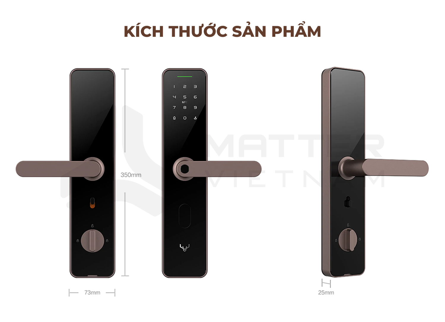 Khóa vân tay thông minh Xiaomi Lockin X1 kích thước sản phẩm