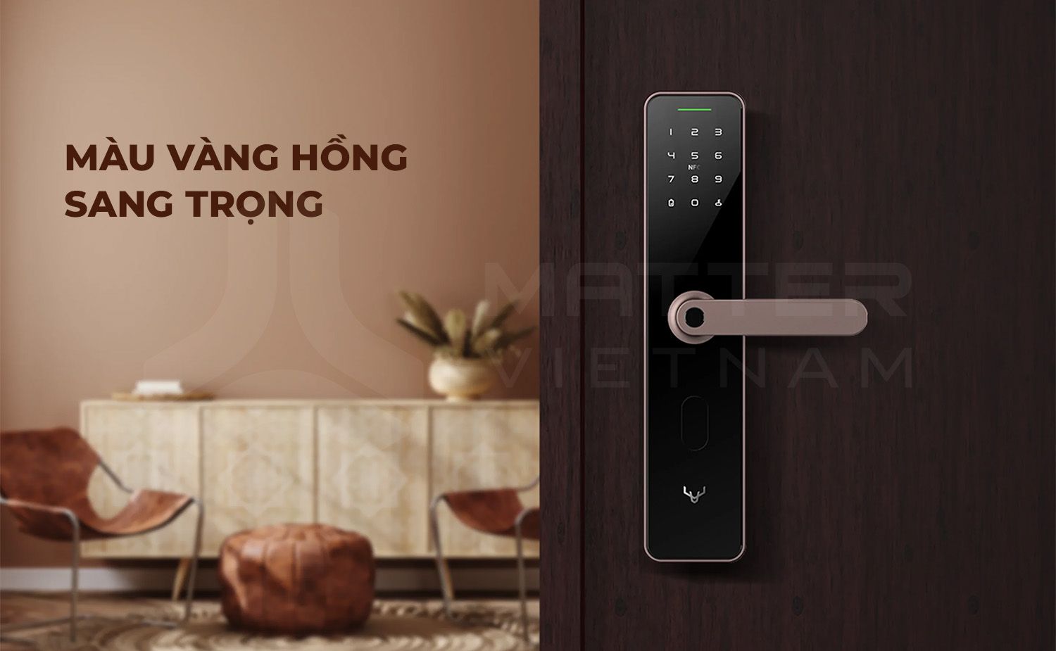 Khóa vân tay thông minh Xiaomi Lockin X1 màu vàng hồng sang trọng