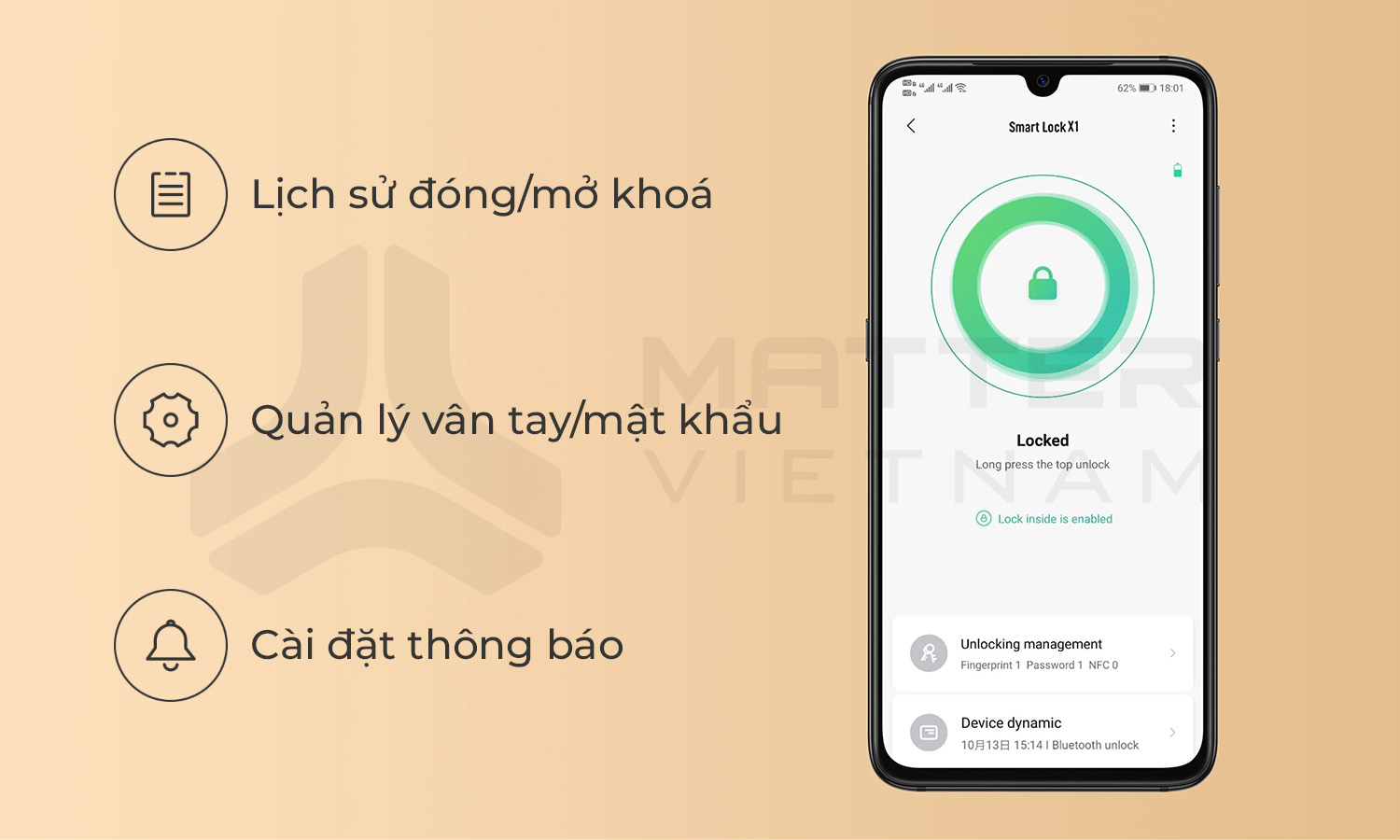 Khóa vân tay thông minh Xiaomi Lockin X1 quản lý trên APP