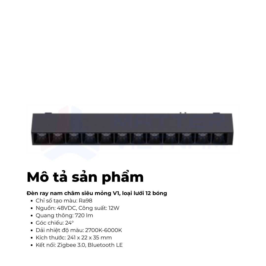Đèn LED ray siêu mỏng Aqara V1 - Grille 12 bóng - Xám đen (2) Đèn LED ray siêu mỏng Aqara V1 - Grille 12 bóng - Xám đen (2)