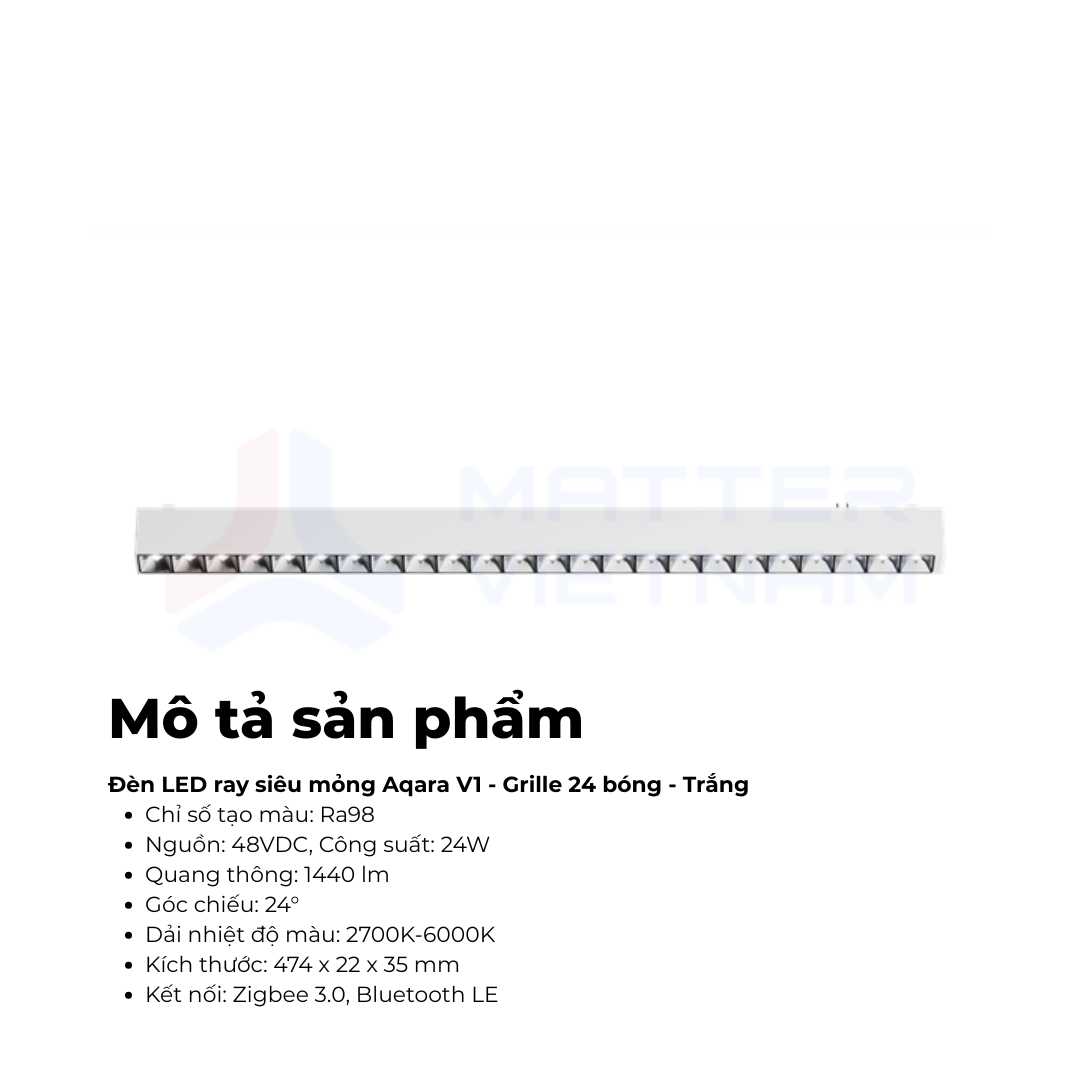 Đèn LED ray siêu mỏng Aqara V1 - Grille 24 bóng - Trắng (2) Đèn LED ray siêu mỏng Aqara V1 - Grille 24 bóng - Trắng (2)
