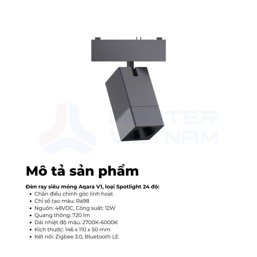 Đèn LED ray siêu mỏng Aqara V1 - Spotlight 24 độ - Xám đen (2) Đèn LED ray siêu mỏng Aqara V1 - Spotlight 24 độ - Xám đen (2)