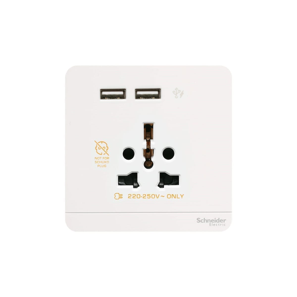 Ổ cắm vuông Schneider AvatarOn (1 ổ cắm + 2 USB)_Trắng