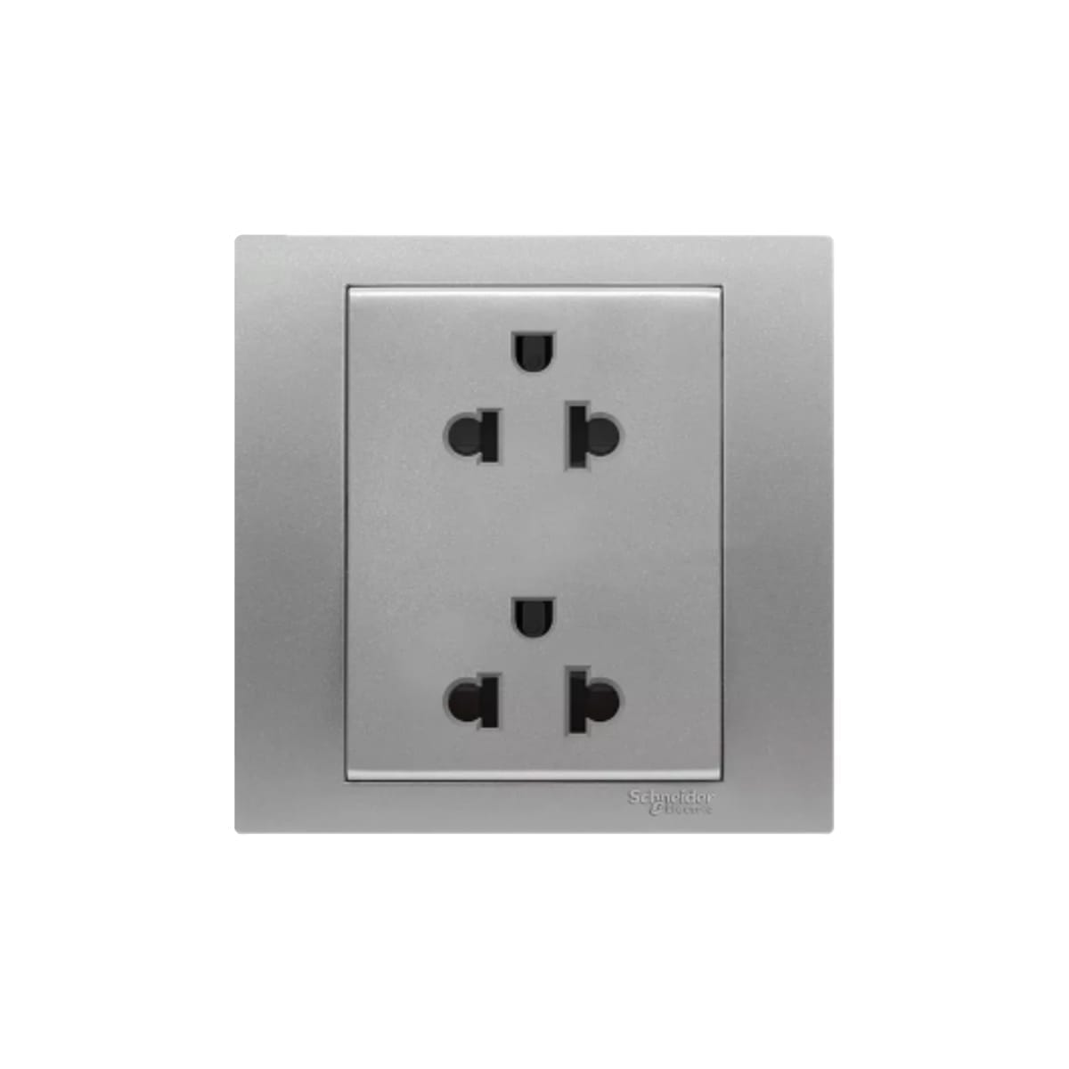 Ổ cắm vuông đôi Schneider Vivace_Xám bạc Ổ cắm vuông đôi Schneider Vivace_Xám bạc