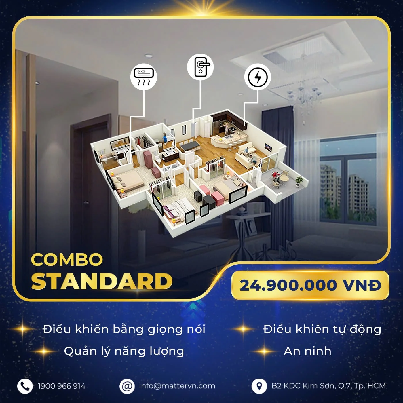 Combo nh&agrave; th&ocirc;ng minh cho chung cư - combo standard