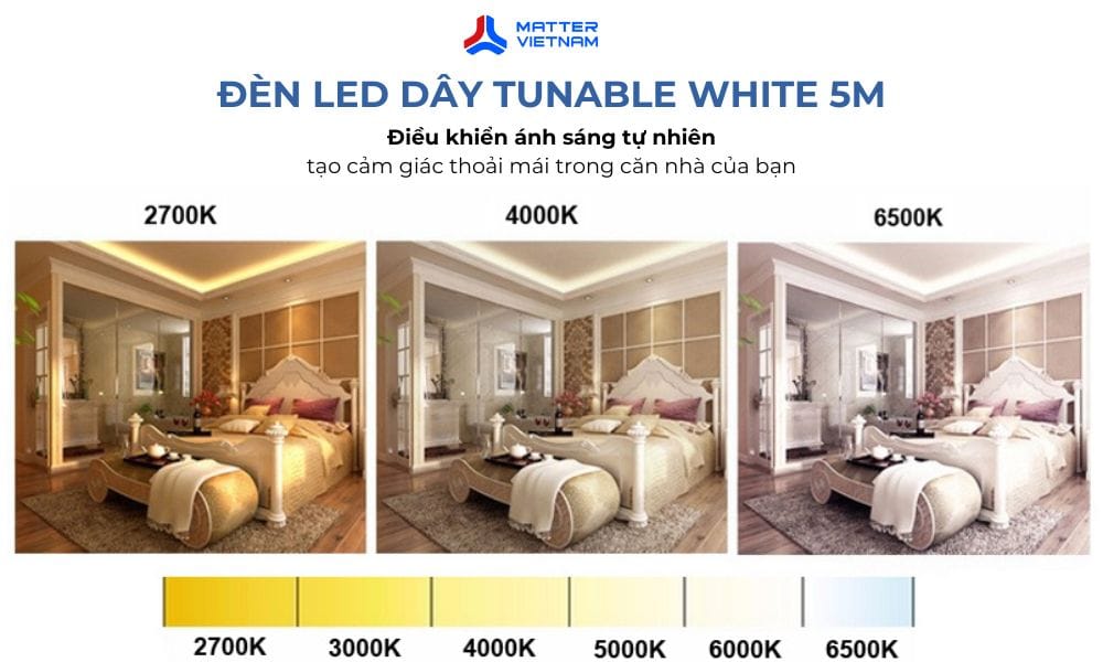 Điều chỉnh nhiệt độ màu đèn led dây tunable white