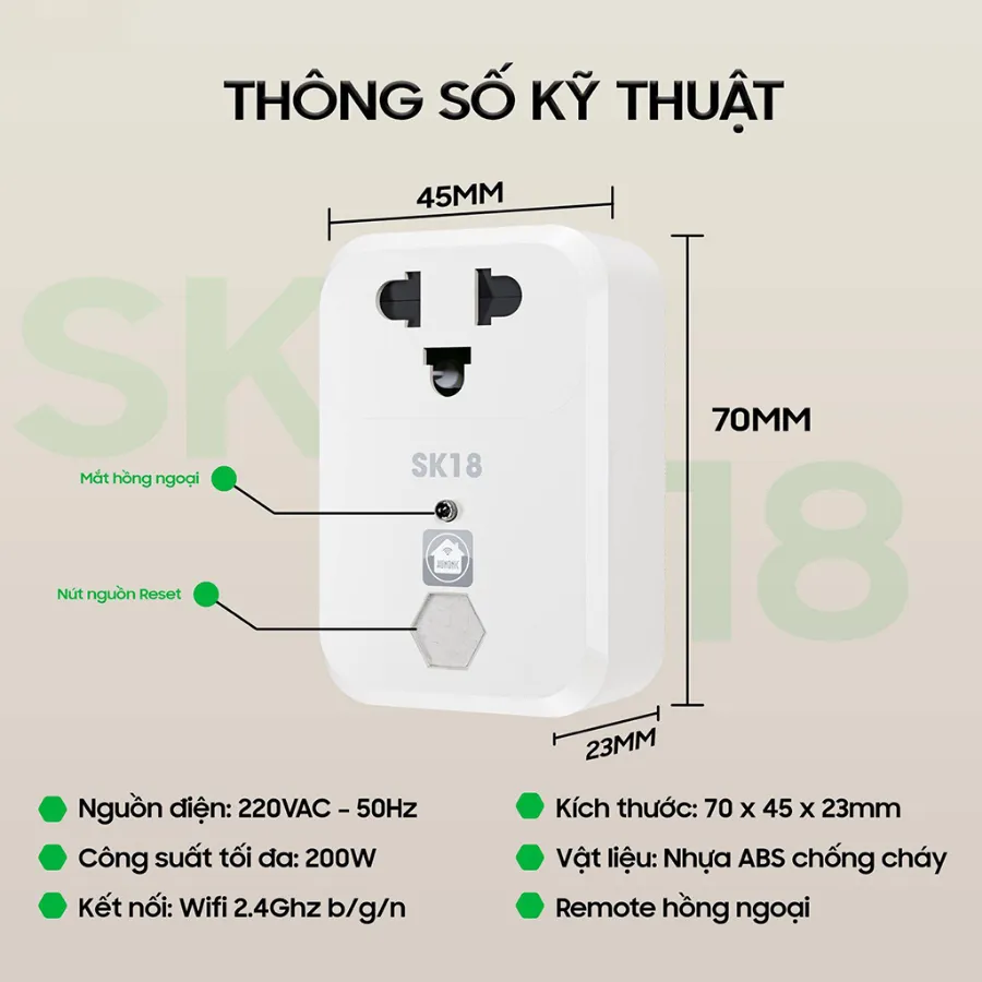 Ổ Cắm Quạt Thông Minh SK18 (5) O Cam Quat Thong Minh SK18 5
