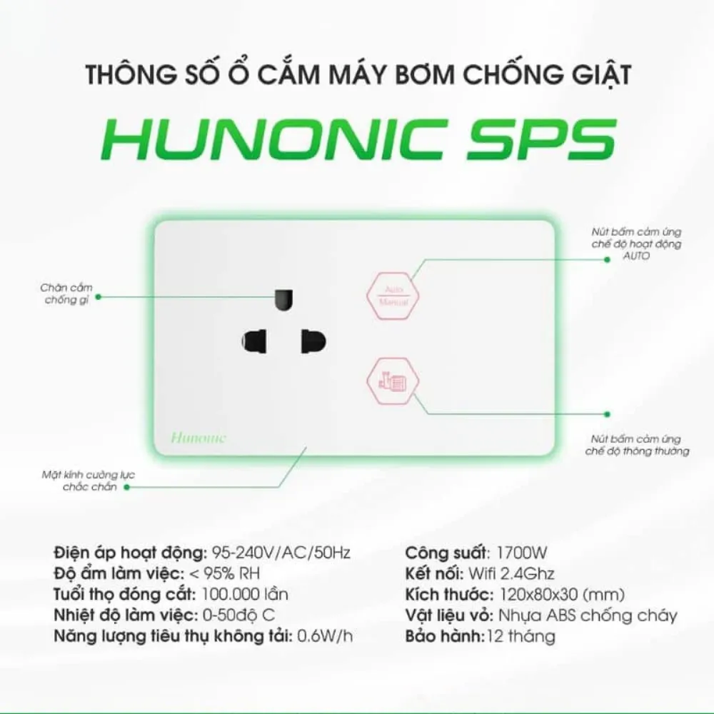 o cam may bom chong giat hunonic sps 5