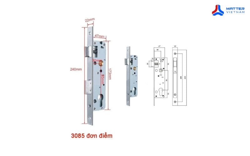 L&otilde;i kh&oacute;a cửa nh&ocirc;m 3085 che ngắn - PKLOBS-3085S