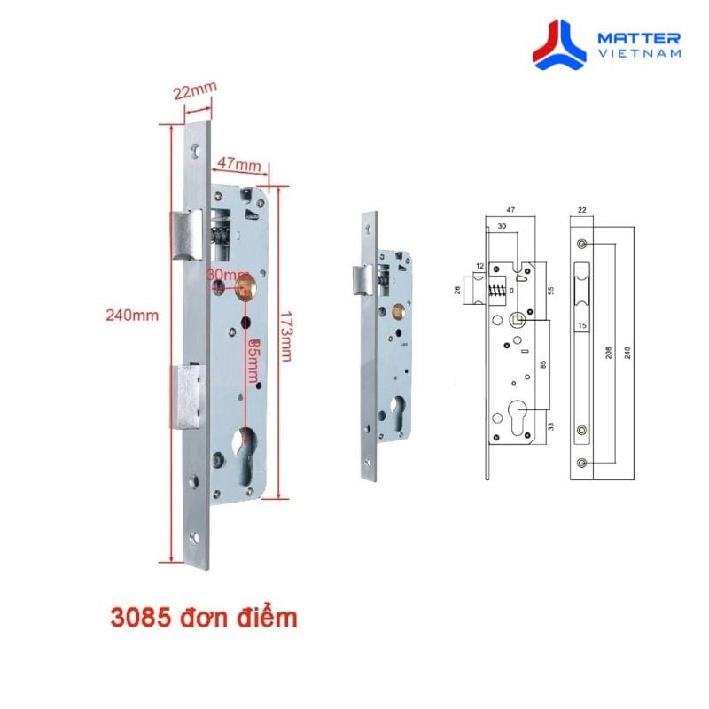 L&otilde;i kh&oacute;a cửa gỗ, cửa nh&ocirc;m d&ugrave;ng cho kh&oacute;a th&ocirc;ng minh Aqara, TTLock, Xiaomi Lockin (PKLOBS-3085S)