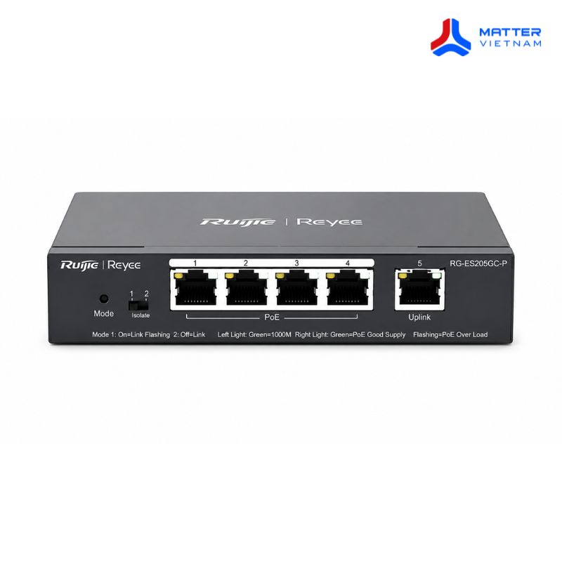 Switch Quản l&yacute; Ruijie 5 Port POE 54W