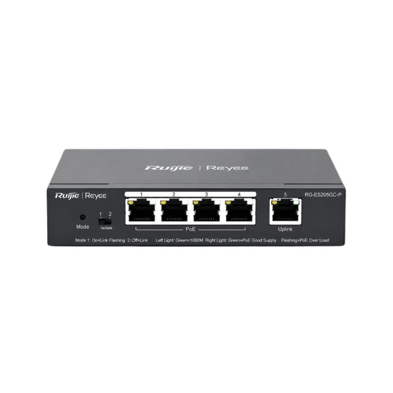 Switch Quản l&yacute; Ruijie 5 Port POE 54W (RG-ES205GC-P) Giải Ph&aacute;p Mạng Th&ocirc;ng Minh