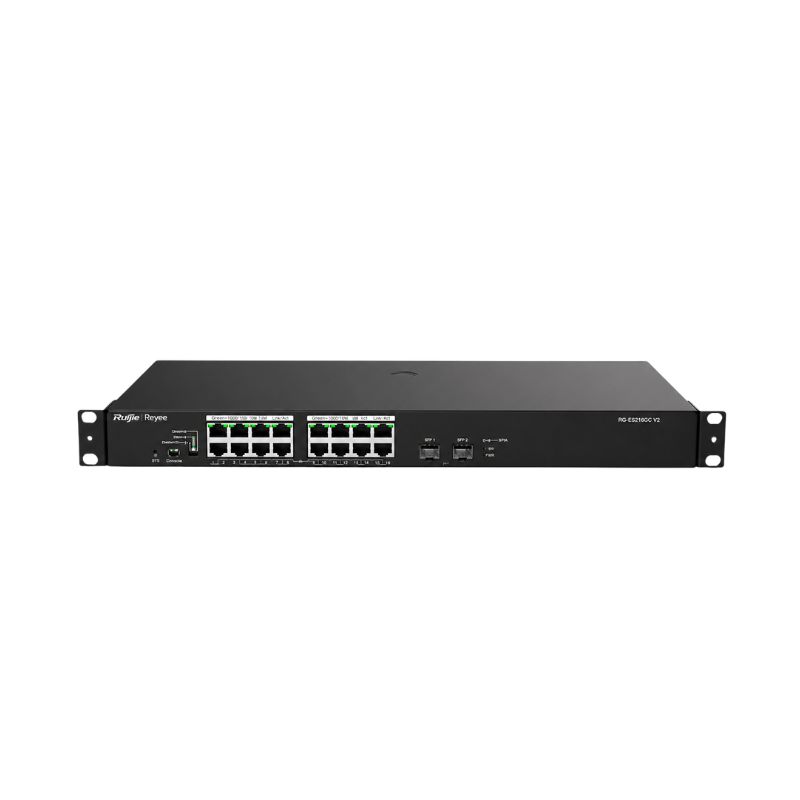 Switch Ruijie 16 Port PoE 247W (RG-ES118GS-P-L) Giải Ph&aacute;p PoE Cho Camera & Wifi