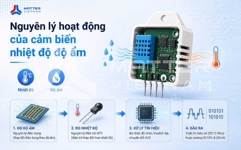 Nguyên lý hoạt động của cảm biến nhiệt độ độ ẩm