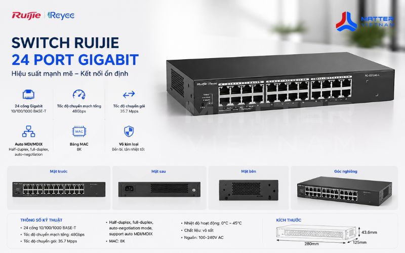 Switch Ruijie 24 Port Gigabit