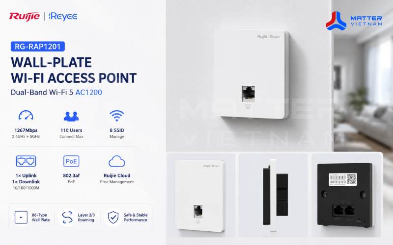 Tổng quan sản phẩm Wifi gắn tường Ruijie RG-RAP1201 (Wifi 5)