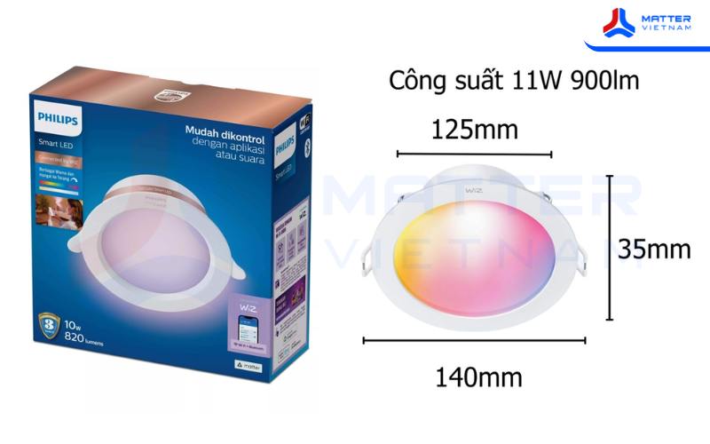 Đèn âm trần Wiz Downlight RGB 5 inch 11W