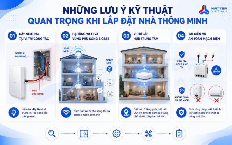 Những lưu ý kỹ thuật quan trọng khi lắp đặt nhà thông minh