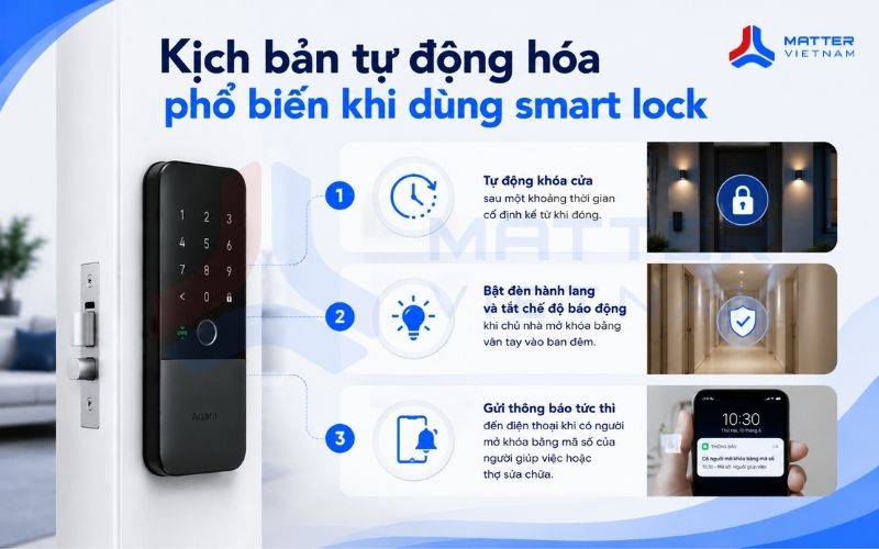 Kịch bản tự động hóa phổ biến khi dùng smart lock