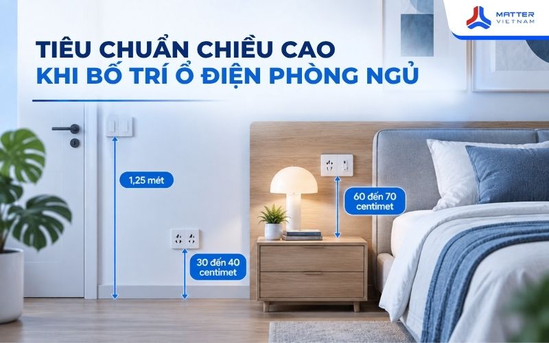Tiêu chuẩn chiều cao khi bố trí ổ điện phòng ngủ