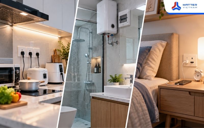 Biện pháp an toàn điện theo từng khu vực trong nhà