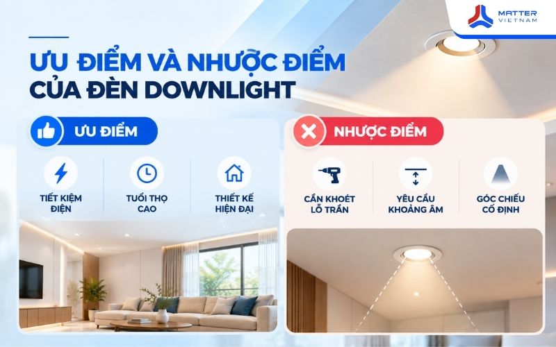 Ưu điểm và nhược điểm của đèn downlight