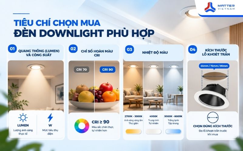 Tiêu chí chọn mua đèn downlight phù hợp